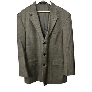 ALFANI Men's 44R Suit Jacket Black & White 100% Wool Coat Blazer